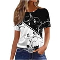 thumbnail image 3 of NSLGXD Womens T Shirts Summer Round Neck Short Sleeve Shirts Cute Graphic Tees Breathable Vacation T Shirts S-2XL Black Tops, 3 of 5