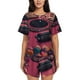 thumbnail image 1 of Balery Romantic Heart Guitar Conjunto de Pijama para Mujer con Estampado, Dos Piezas de Manga Corta y Shorts, Ropa de Dormir Suave con Cuello Redondo y Bolsillos-Small, 1 of 6