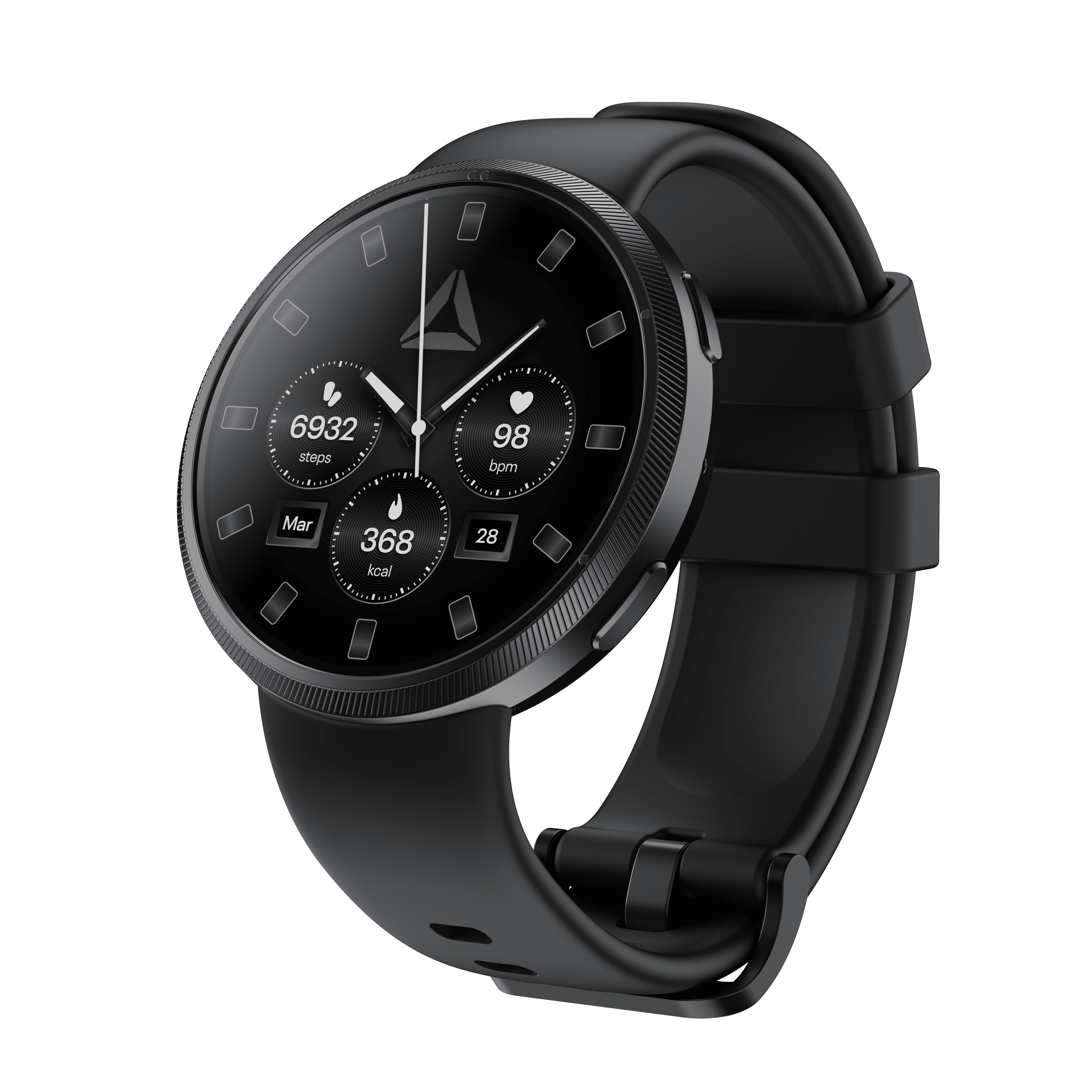 REEBOK Stride Smartwatch Scratch-Resistant Black Plastic Case with Black Watch Band, 1 Pack