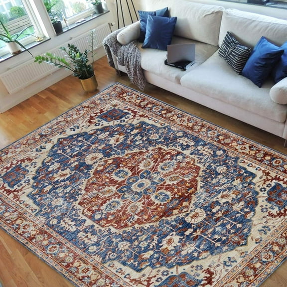 HR-Vintage Rugs/Luxury Livingroom/Fashion Home OrientalPersian Vintage Area Rugs-Distressed Stone Washed Blue 7'9" x10'