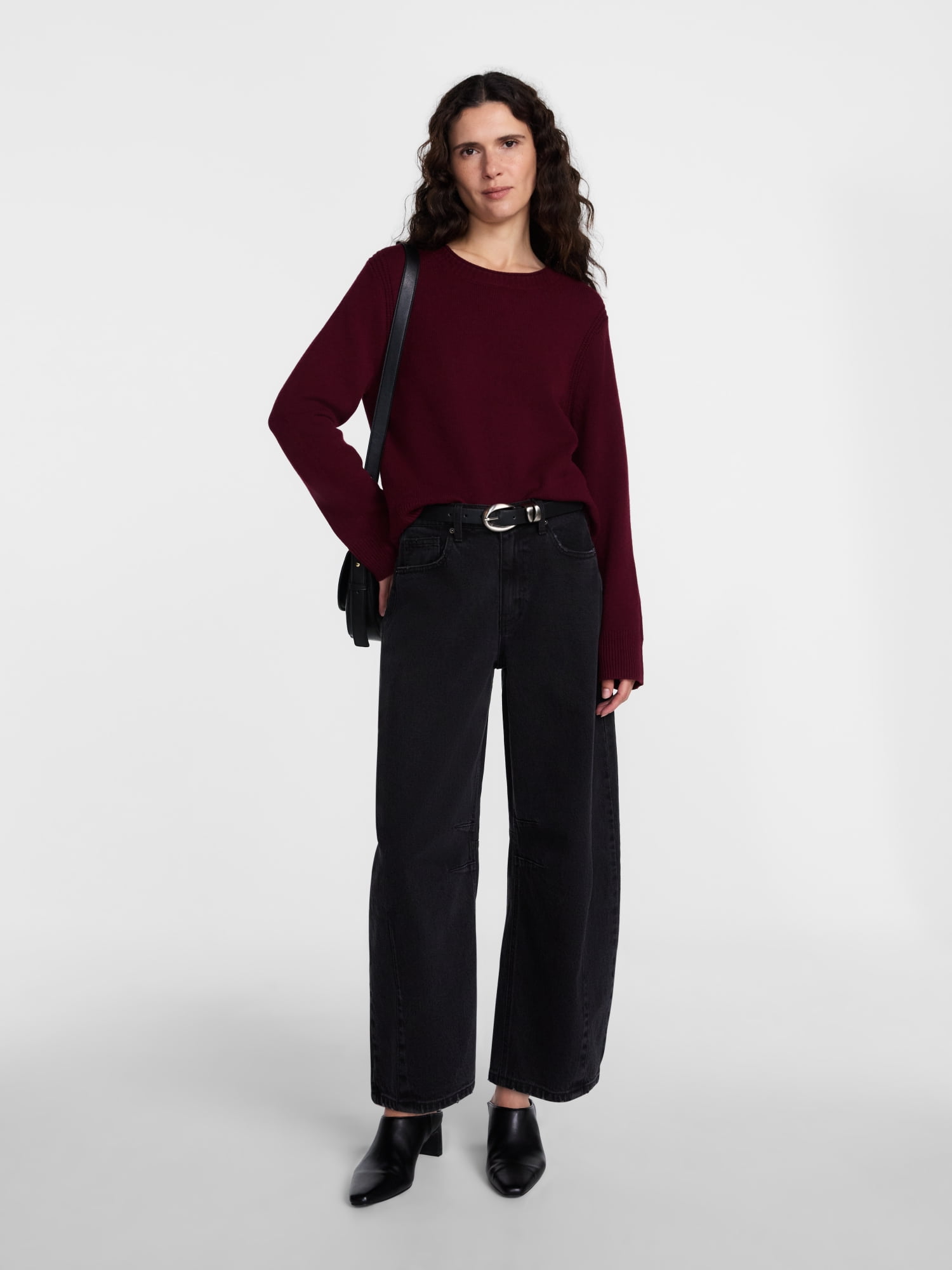 Scenario Women's and Women's Plus Cozy Crewneck Sweater with Long Sleeves, Sizes XS-4X