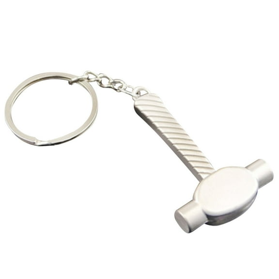 Raindrops Hammer Shaped keychain Made of Zinc Alloy for Car Home Decoration Silver Color Mini Size
