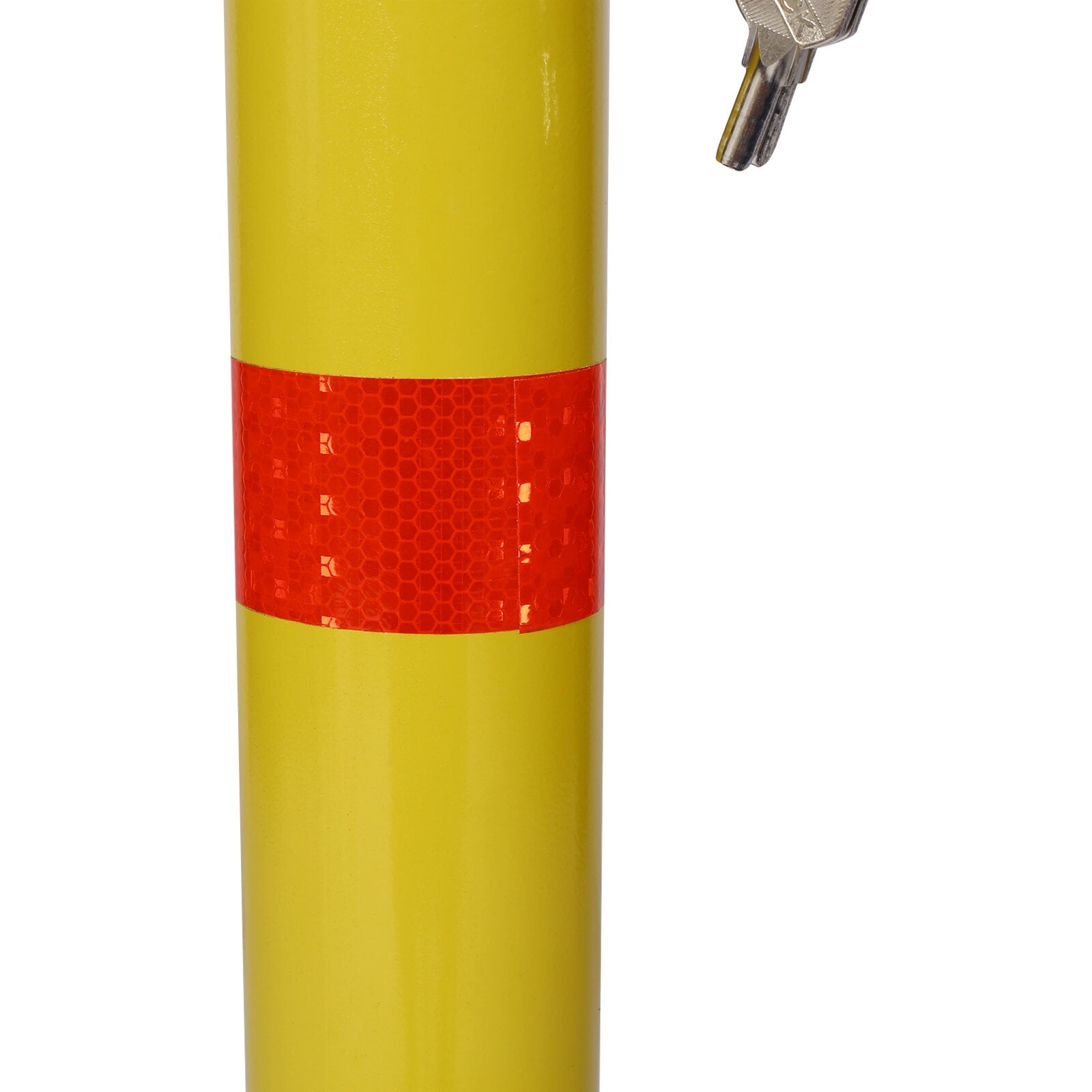 , Parking bollard,pole barrier with lock ,car parking protection posts,home garage street decor ,parking barrier Round yellow, Yellow ,Steel ,