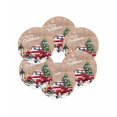 thumbnail image 7 of 13 Inch Round Placemats Set of 6, Red Truck Christmas Non Slip Heat Insulation PP Table Mats, Xmas Tree Snowflake Gifts Winter Wooden Washable Place Mats for Kitchen Dining Party Table Decor, 7 of 7