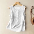 thumbnail image 4 of Womens Round Neck Tops Sleeveless Embroidered Casual Blouses,White,Size M, 4 of 8