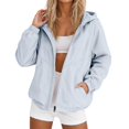 thumbnail image 3 of Zip Up Rain Jacket Women Lightweight Waterproof Hooded Jacket Casual Windbreaker Outdoor Raincoat, M, 3 of 6