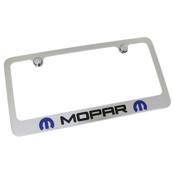 Mopar 2 Logo Chrome Metal License Plate Frame