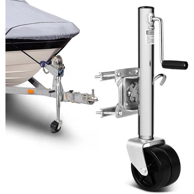 AKDSteel Cric de Remorque avec Roues Doubles - Cric de Remorque de Bateau 1500 lbs 13 Pouces Levage Robuste pour RV, Bateau, Remorque et Plus, Argent