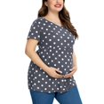 thumbnail image 2 of Ecavus Maternity Tops Plus Sizes Short Sleeve Shirt Wave Point Print 1X, 2 of 4