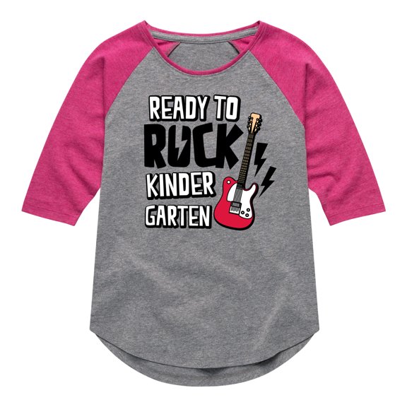 Instant Message - Ready To Rock Kindergarten - Toddler & Youth Girls Raglan Graphic T-Shirt