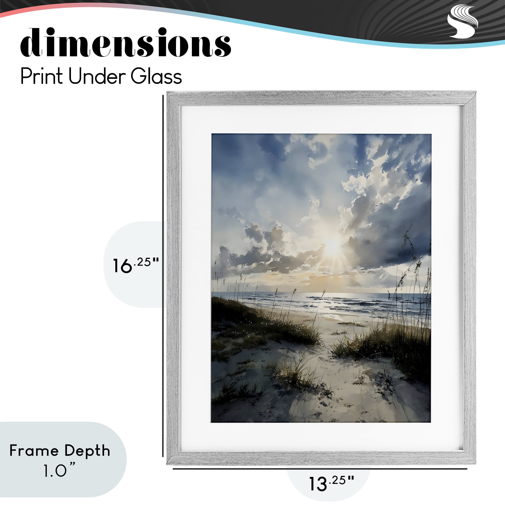 Stupell Industries Sunshine On The Beach Gray Framed Print Under Glass, design by Franklyn Gregory