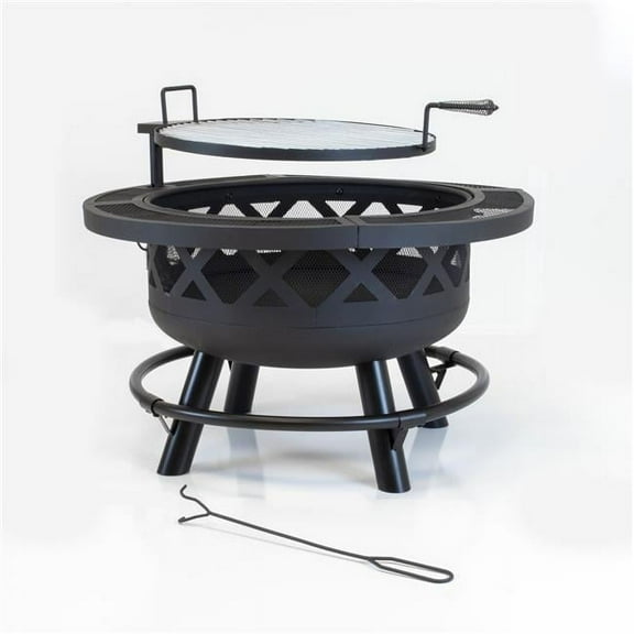 32 in. Round Up Fire Pit with Adjustable 20 in. Cooking Shelf