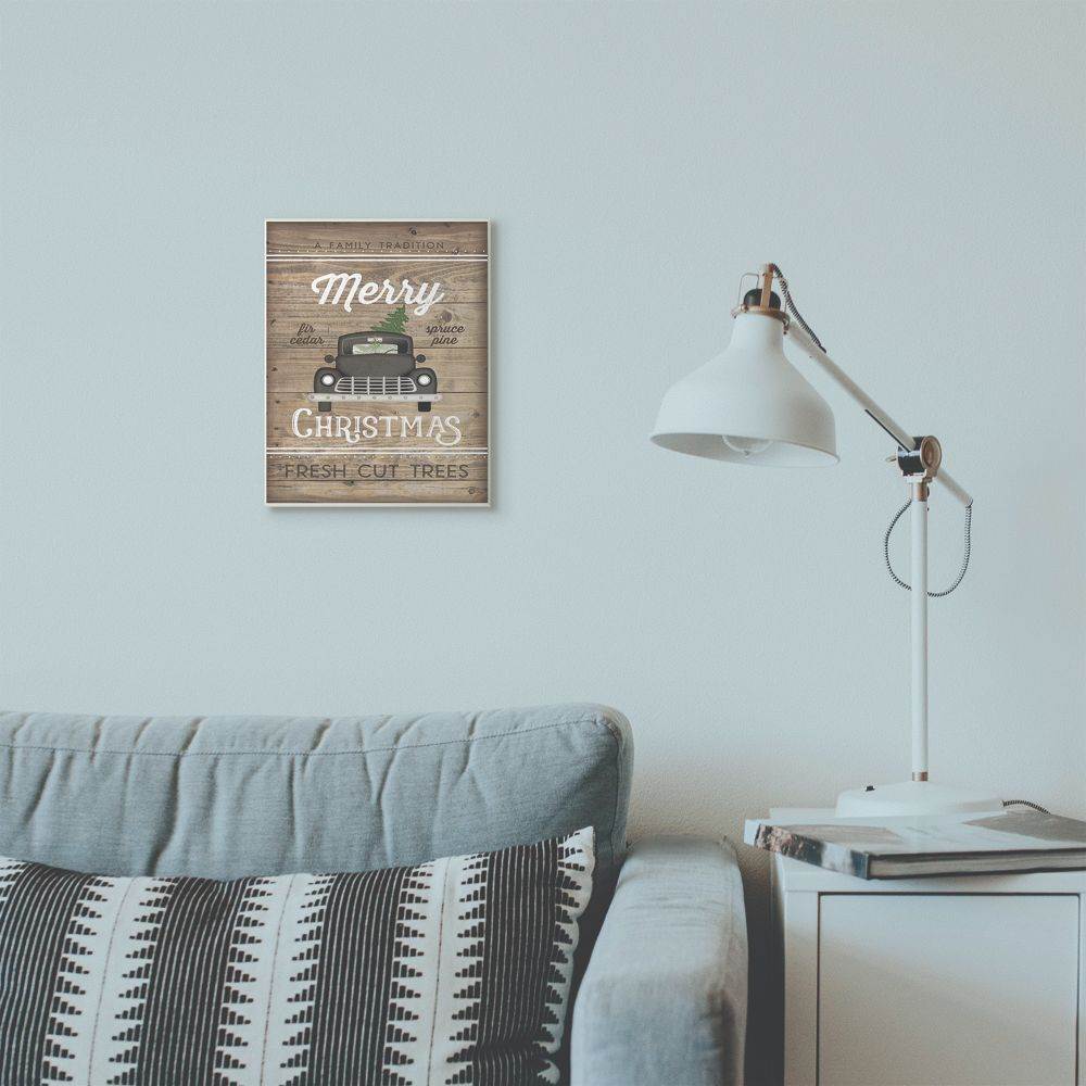 Stupell Industries Merry Christmas Black Car Wood Texture Holiday Word Design Wood Wall Art By Artist Jennifer Pugh