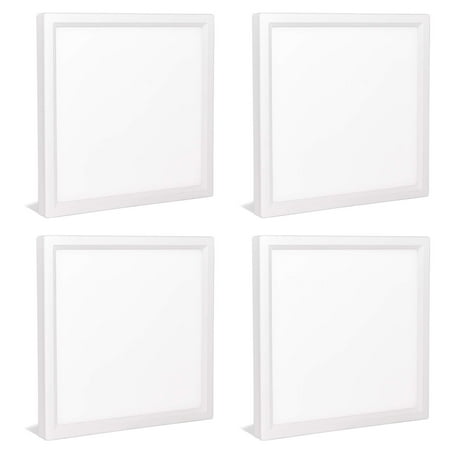 4 Light Large Flush - 4-Pack 6 Inch Square LED Flush Mount Ceiling Light, Luxrite, 3000K (Soft White), 950LM, 15W, White Finish, Dimmable, Surface Mount LED Ceiling Light, Wet Rated, Energy Star - Kitchen and Bathroom
