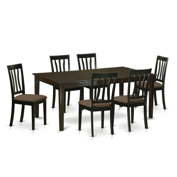 East West Furniture Henley 7-piece Wood Dining Room Set in Cappuccino