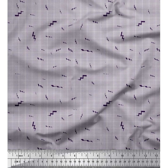 Soimoi Silk Fabric Zig Zag & Check Shirting Print Sewing Fabric Yard 42 Inch Wide