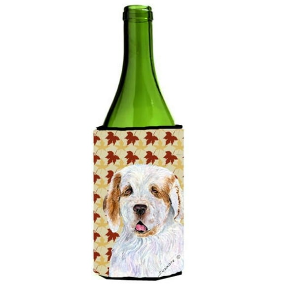 Clumber Spaniel Fall Leaves Portrait Wine bottle sleeve Hugger