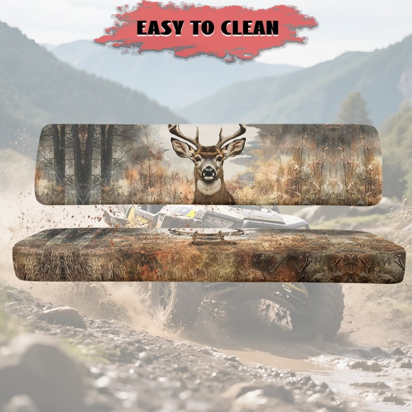 Uorisanigo UTV Seat Cover Anti-Slip Mule Seat Cover Fit for Kawasaki Mule 3010 Deer Hunting Camouflage Front Bench Covers Protector for All Seasons UTV Pioneer Seats Accessories