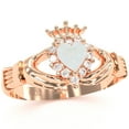 thumbnail image 2 of Claddagh Opal Diamond Ring In Solid 14k Rose Gold, 2 of 6