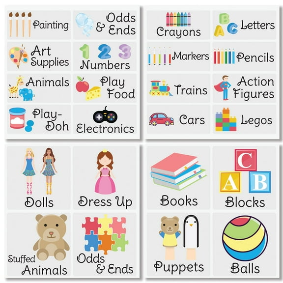 mDesign Labels for Toy Room Storage and Organizing, Includes 24 Labels - Black