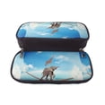 thumbnail image 5 of Picia Elephant Giraffe Pattern Large Capacity PU Leather Pencil Case Organizer Pen Marker Holder Double Zipper Storage Bag Big Pencil Pouch for College Office, 5 of 6