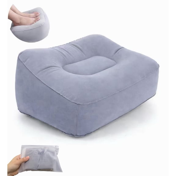 Inflatable Flocked Foot Rest Mat for Car Travel, Portable PVC Foot Cushion for Road Trips and Resting