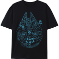 thumbnail image 1 of T-Shirt MILLENNIUM FALCON Sketch pour Hommes, Geek Geek, Chemise Spatiale, 1 of 5