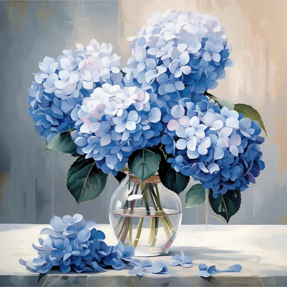Watercolor Hydrangeas in Glass 5D Diamond Art Painting by Number Kits for Adults DIY Paint with Full Drill Round Diamond Gems Painting Art Craft for Home Wall Decoration 13.8x13.8in(2)