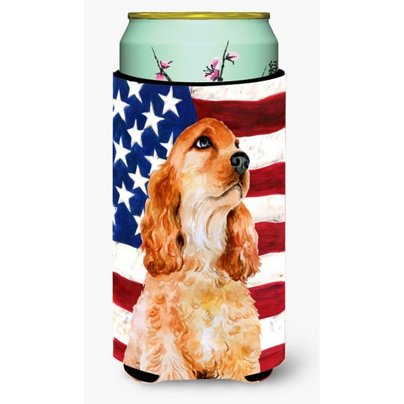 Carolines Treasures BB9706TBC Cocker Spaniel Patriotic Tall Boy Beverage Insulator Hugger Tall Boy multicolor