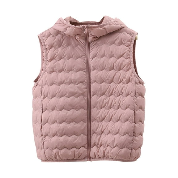 OGLCCG Women's Lightweight Hooded Vest Full Zip Thin Warm Sleeveless Jacket Casual Fall Winter Soft Cropped Quilted Puffer Vest,L,Pink