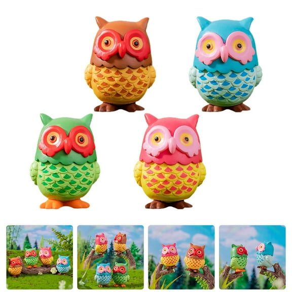 FRCOLOR  4 Pcs Decor Talking Owl Ornament Lifelike Figurine Lightweight