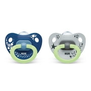 NUK Glow-in-the-Dark Orthodontic Pacifiers, 6-18 Months, Assorted Colors, 2 Pack