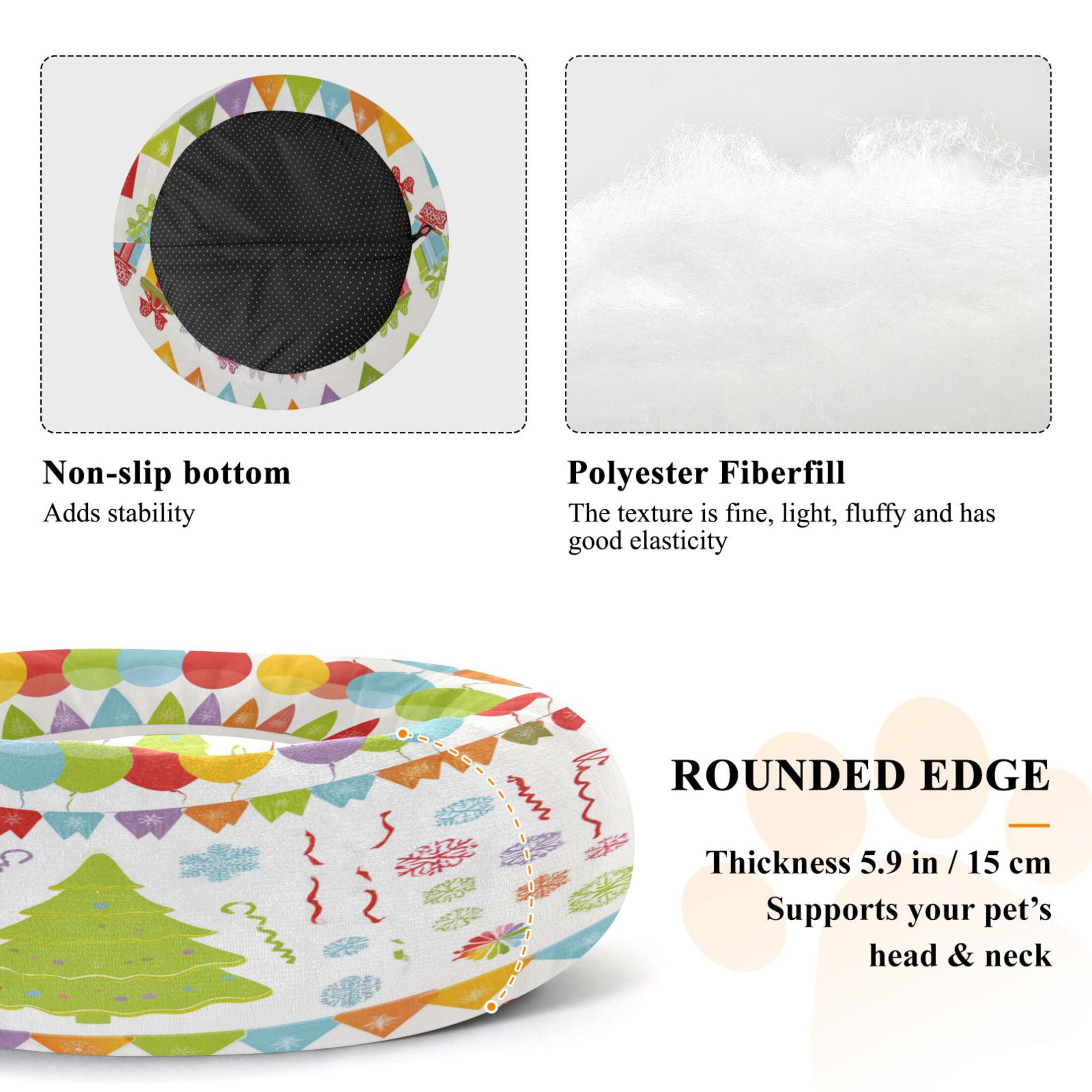 Iauyy Pet Couch Donut Cat Bed for Indoor Cats/Small Dogs Washable & Machine with Non-slip Bottom Calming Cat Furniture, A Flags Wreaths (M)