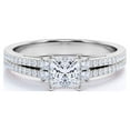 thumbnail image 3 of JeenMata Stunning 1.25 Carat Princess Cut Moissanite - Pave Ring - Antique Ring - Double Band Engagement Ring - 18K White Gold over Silver, 3 of 7