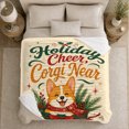 thumbnail image 5 of Hand-Drawn Corgi Holiday Box Bow Festive Dog Design, Playful Pet Portrait Pattern, Warm Flannel Blanket for Living Room and Reading Nook, Dog Lovers Friendship Gift, Pet Lover Home Decor, 5 of 9