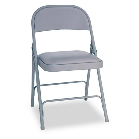 Alera Steel Folding Chair W Padded Seat Light Gray 4 Carton
