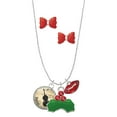 thumbnail image 1 of Delight Jewelry Silvertone Domed Music - Bass Christmas Kiss Charm Necklace and Stud Earrings, 1 of 4