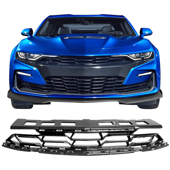 Ikon Motorsports Front Upper Grille Compatible with 2019-2024 Chevy Camaro SS OE Style Front Bumper Grille Grill Guard ABS