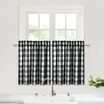 thumbnail image 3 of CAROMIO 2Pcs Thick Yarn Dyed Light Filtering Cafe Curtains,Buffalo Plaid Check Gingham Pattern Tier Curtain ,Black/White,28"W x 24"L, 3 of 8