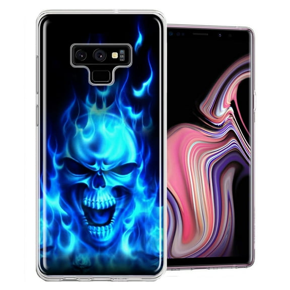 MUNDAZE For Samsung Galaxy Note 9 Flaming Skull Design Double Layer Phone Case Cover