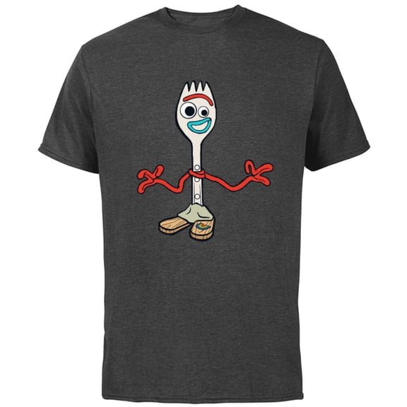 Disney Pixar Toy Story 4 Forky's Here T-Shirt - Short Sleeve Cotton T-Shirt for Adults - Customized-Charcoal