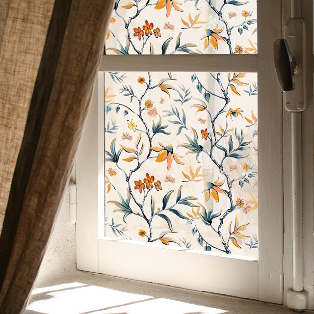 Película para ventana de privacidad, película para vidriera, película de vidrio esmerilado no adhesiva, ventana adhesiva estática decorativa