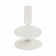thumbnail image 6 of Decorative Glass Candle Holder for Taper Candles - Modern Candlestick Holder with Disc and Sphere Design for Table Decor - Pair with Gold Centerpieces for Tables and Living Room Display - 5", Clear, 6 of 10