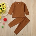 thumbnail image 3 of MHZLDYZ 8 Year Old Girl Clothes Sets Boy Ribbed Clothes Girl Tracksuits Shirts+Pants Baby Solid Kids Toddler Girls Outfits&Set Girls Short Sets Size 7-8 Girls Size 8 Summer Outfits (Brown,70), 3 of 6