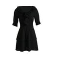 thumbnail image 5 of Douhoow Women V-Neck Off Shoulder Dress Short Puff Sleeve Elastic High Waist Ruffle Mini Dress, 5 of 9