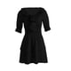 thumbnail image 5 of TRKIYQC 2022 mujeres Warp cuello pico vestido manga corta Puff Color sólido fruncido elástico cintura alta volante Mini vestido negro blanco Vestidos TRKIYQC moderno, 5 of 9
