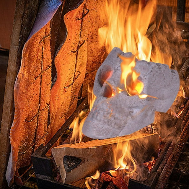 Xihbxyly Decoración de Calavera de Halloween, Material de Fibra Cerámica, Accesorio para Chimenea Resistente Al Calor, Decoración Misteriosa para El Hogar, Soporte de Exhibición Versátil, Fácil Mante