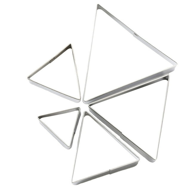 5 Pcs Stainless Steel Triangle Biscuit Cutters Sweets Pancake Cutting Dies Home Baking Tool Embossing Molds (Silver)