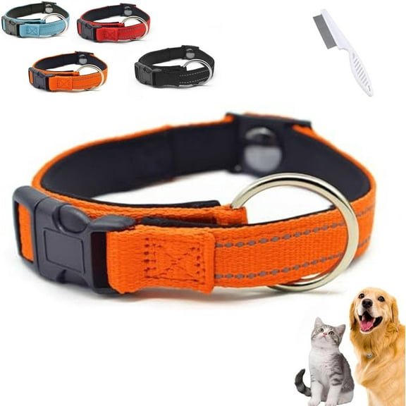 Pawliberation Magnetic Dog Collar, Double-Layer Fabric with Breathable and Reflective Design Pawliberation Collar for Senior Dogs (Orange)