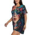 thumbnail image 2 of Fuzoiu Bohemian Colorful Flower Woman Print Women's Short-Sleeved Pajama Set,Lounge Sleepwear Set,Womens Pajama Sets 2 Piece,Button-Up Top and Shorts with Pockets-4X-Large, 2 of 7